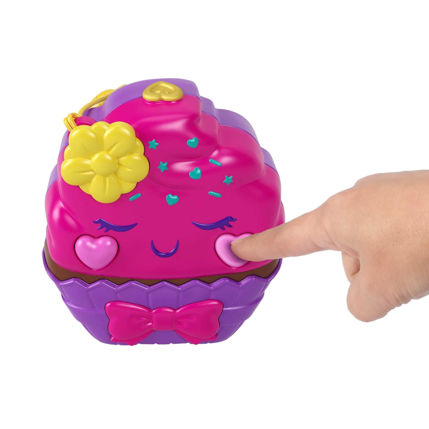 Polly Pocket Compact Playset, Something Sweet Cupcake with 2 Micro Dolls & Accessories, Travel Toys with Surprises