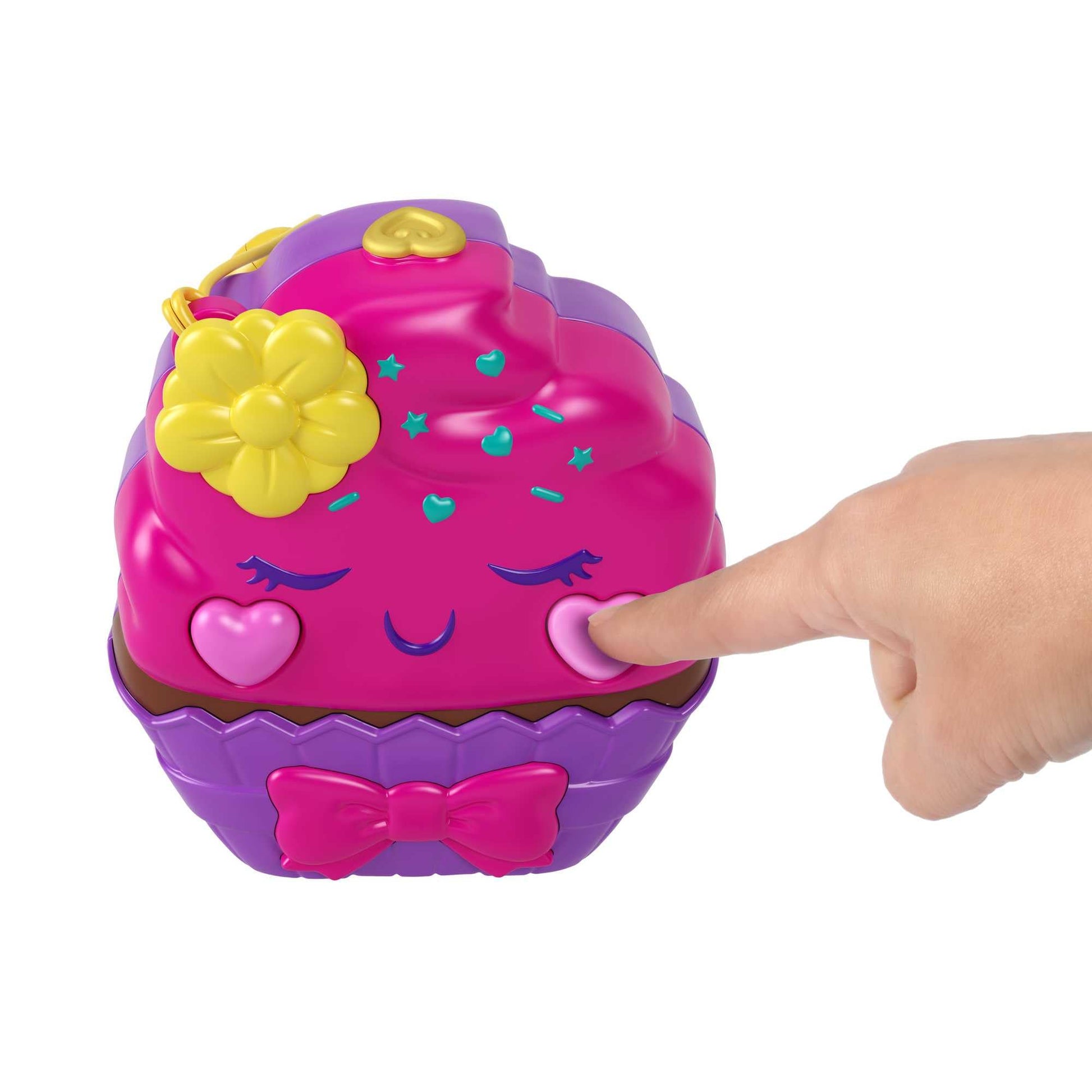 Polly Pocket Compact Playset, Something Sweet Cupcake with 2 Micro Dolls & Accessories, Travel Toys with Surprises