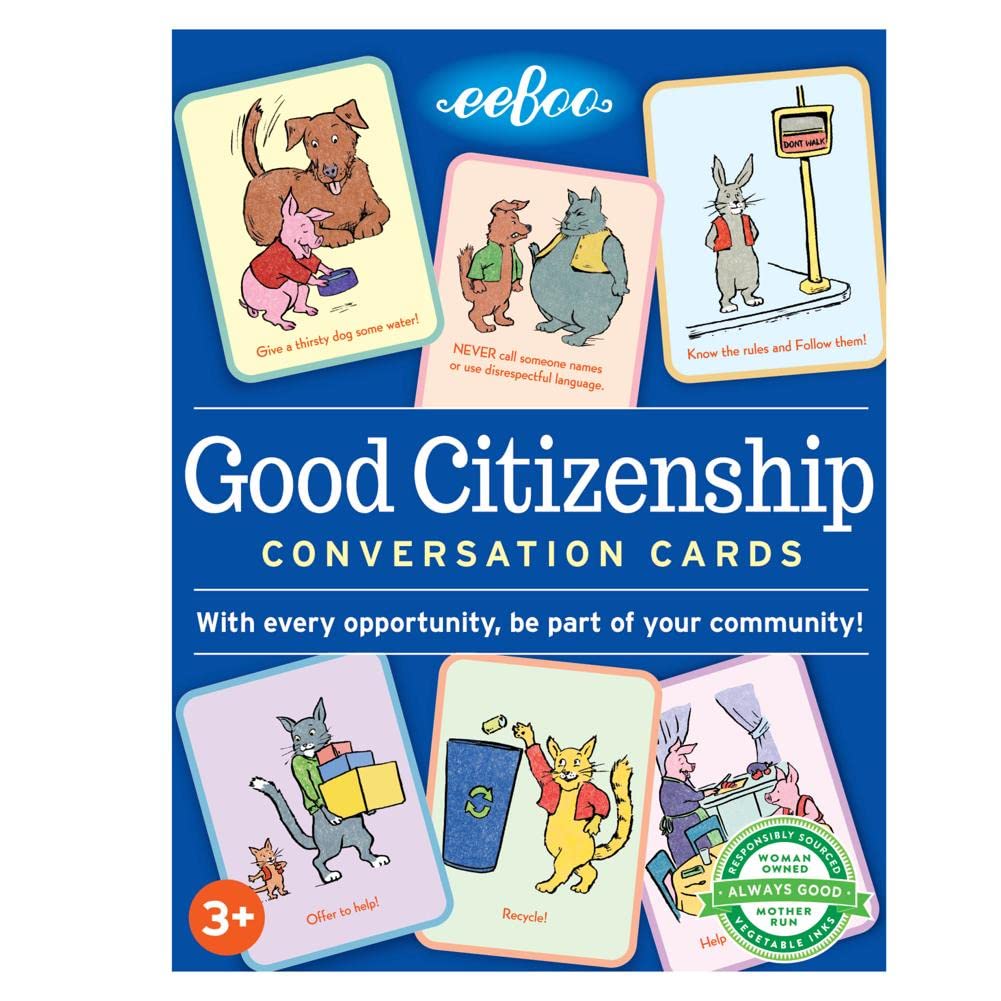 eeBoo: Good Citizenship Conversation Flash Cards, Encourages and Teaches Children How to Be Part of Their Community, Whether Family, School, or