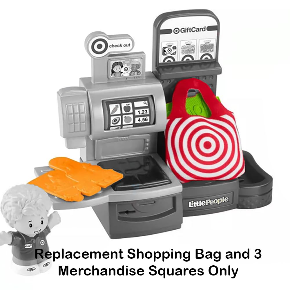 Fisher-Price Replacement Part for Collectible Little People Target Run Dollhouse Playset HXX97 - Replacement Red and White Shopping Bag and 3