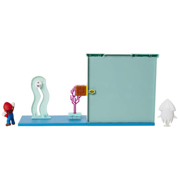Super Mario Underwater Playset with Interactive Enviromentpiece, 2.5" Articulated Mario Figure & Blooper Squid Figure - Collect & Create Your Mario