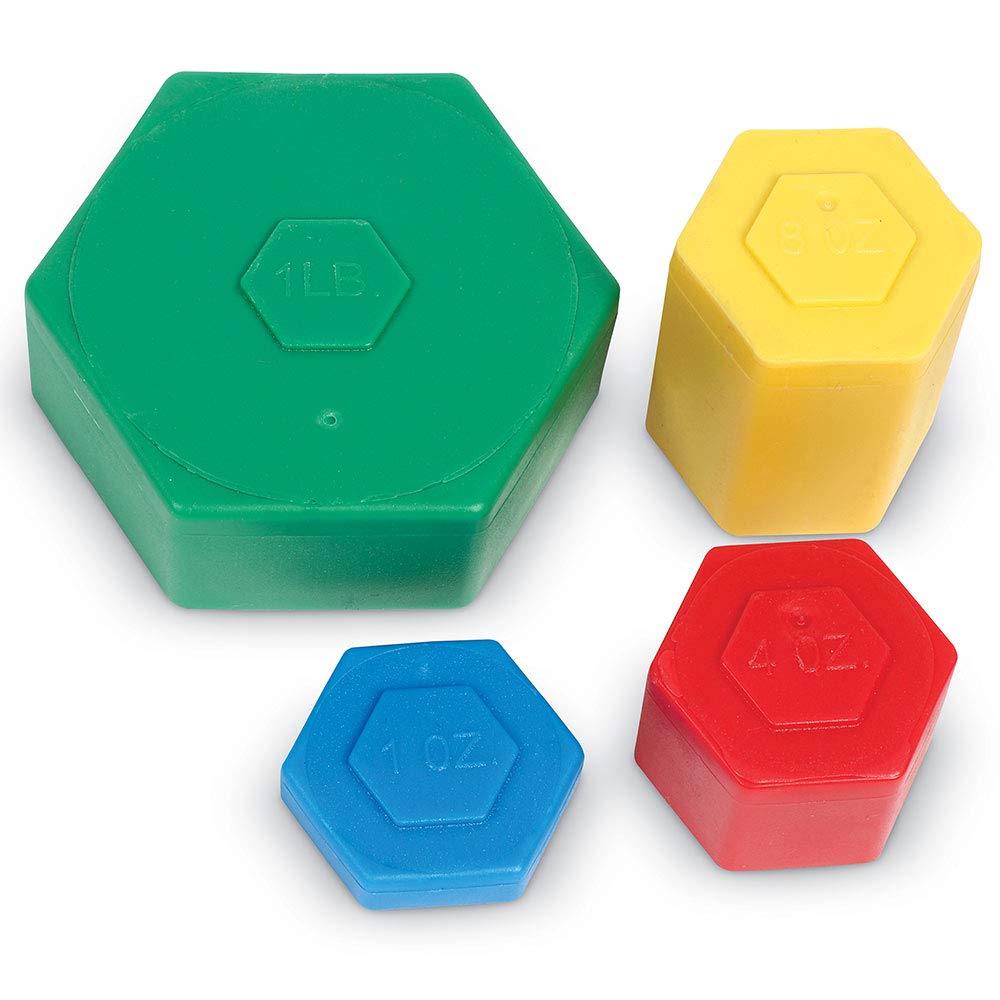 Learning Resources Customary SAFE-T Weight Set, 13 Pieces Including 1oz, 2oz, 8oz, and 1lb Weights