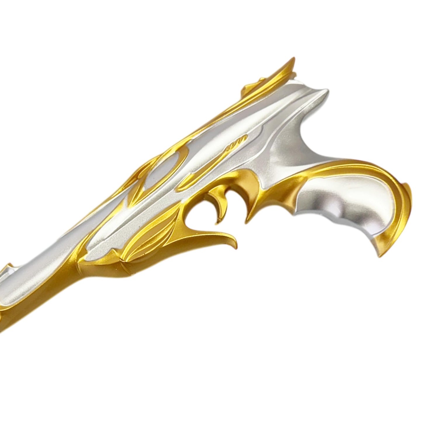 18" Valor-Inspired Sovereign Ghost Foam Gun Replica with Silver & Gold Metallic Finish - Lightweight Cosplay Prop for Halloween & Display