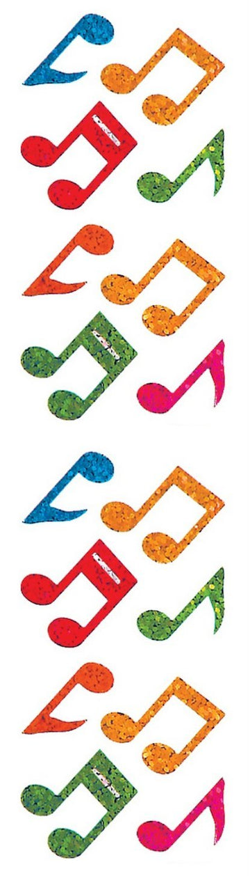 Jillson Roberts Prismatic Stickers, Mini Musical Notes, 12-Count (S7121)