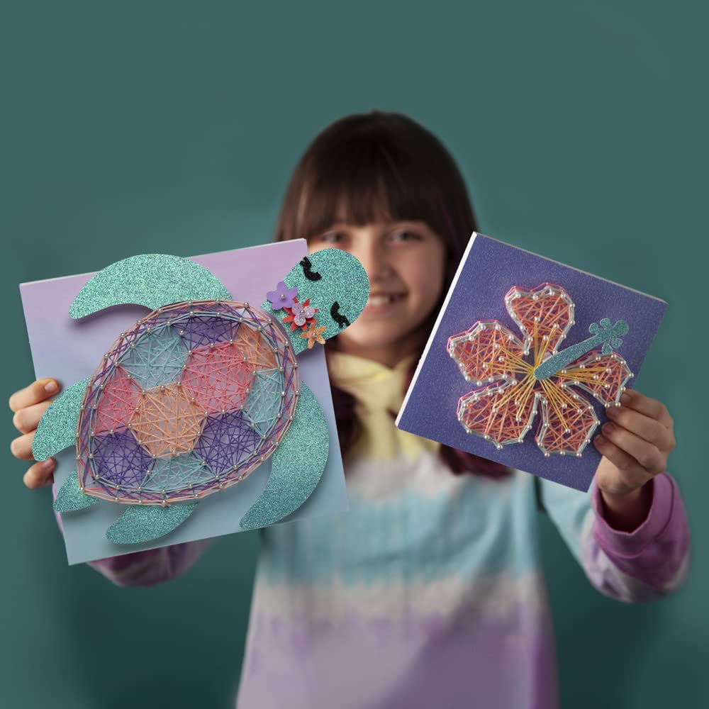 Craft-Tastic - String Art Sea Turtle for 2 Fun Craft Projects - Sea Turtle and Hibiscus Flower - Ages 10+