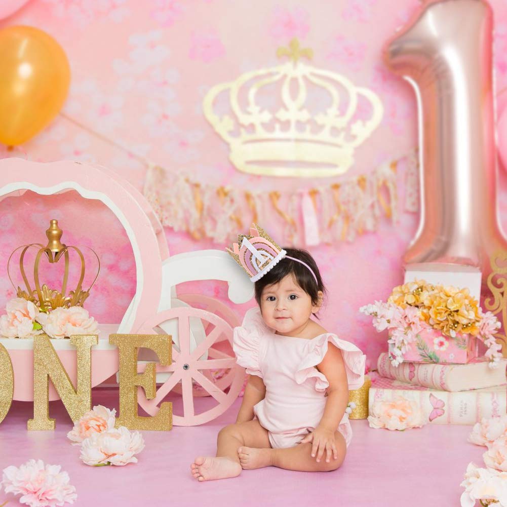 WAWOO Rainbow Crown for 1st Birthday - Baby Party Decorations, Rainbow Photo Props, First Birthday Decor