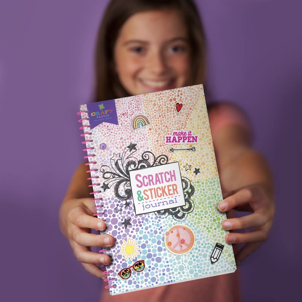 Craft-tastic - Scratch and Sticker Interactive Journal - Activity Book Packed with Fun Quizzes, 550+ Stickers, Creative Doodle Prompts, and More!