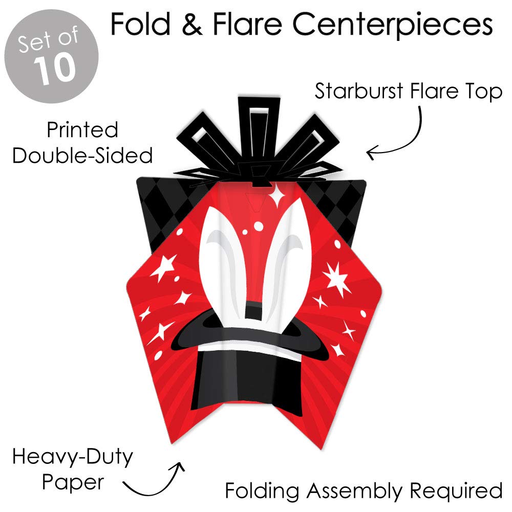 Big Dot of Happiness Ta-Da, Magic Show - Table Decorations - Magical Birthday Party Fold and Flare Centerpieces - 10 Count