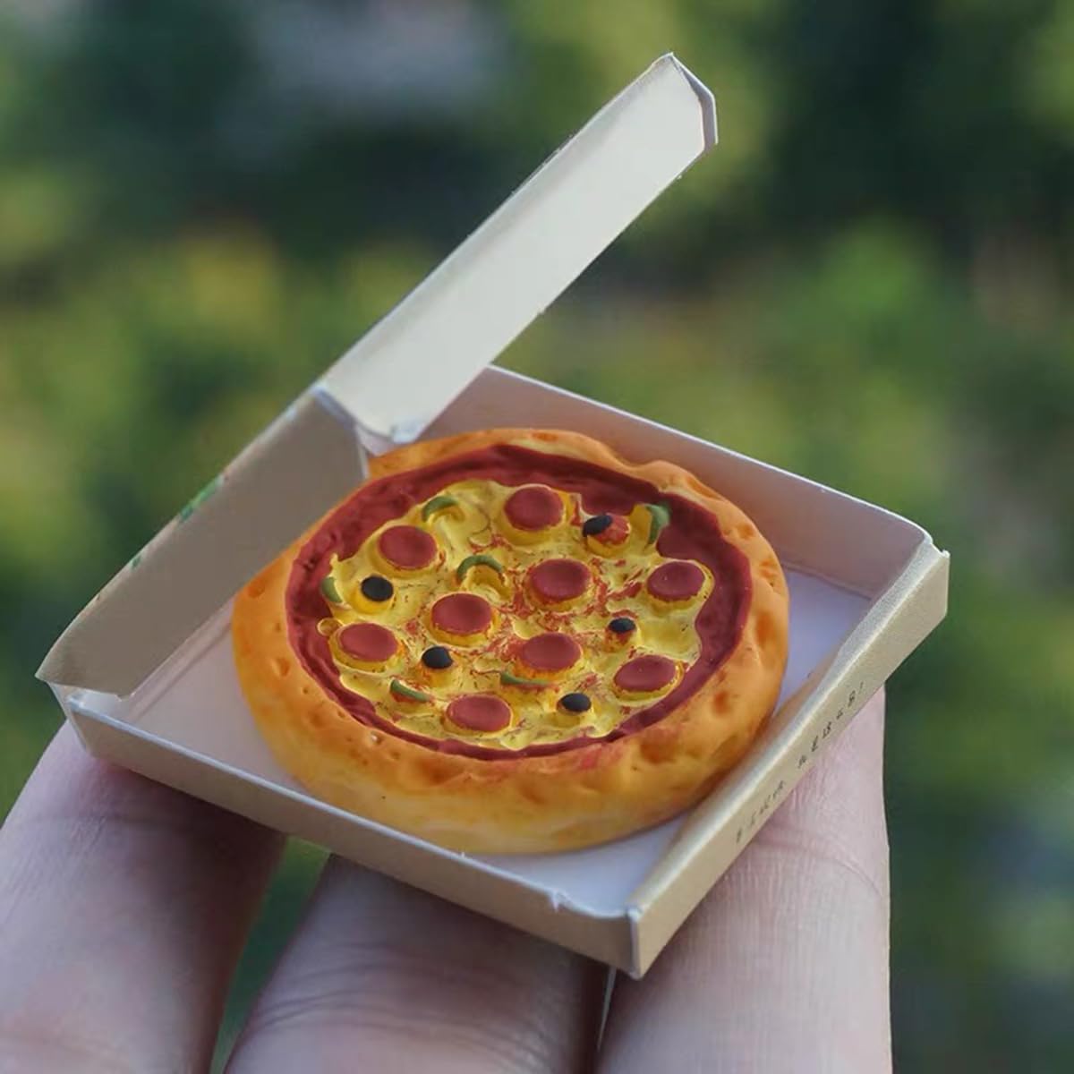 Miniature Pizza, Dollhouse Pizza with Packing Box, Miniature Kitchen Decor, Dollhouse Mini Pizza, for Dollhouse Kitchen Decor (2PCS)