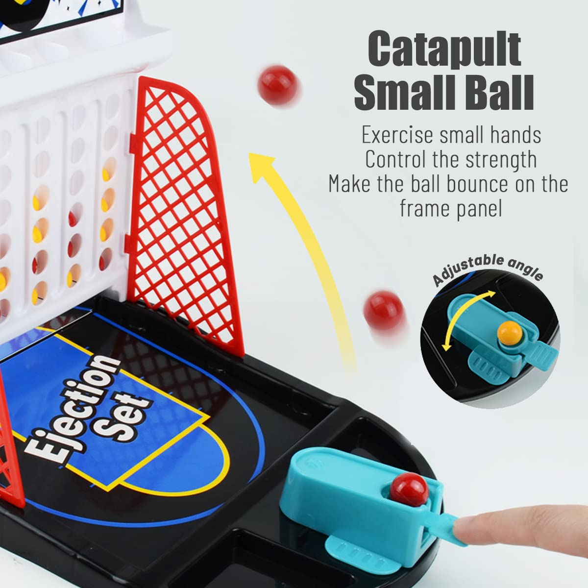Tabletop Basketball Bouncing Ball Toy, Basketball Board Game, 2 Player Arcade Game, Indoor Fun Bouncing Pinball for Kids & Adults, Ages 3+
