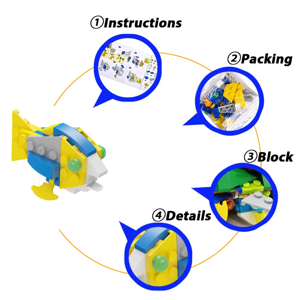 WODMAZ 24 Packs Sea Animal Building Blocks, Mini Ocean Animals Building Blocks Toys Set for Kids Birthday Gifts, Easter Eggs Hunt Easter Theme Party