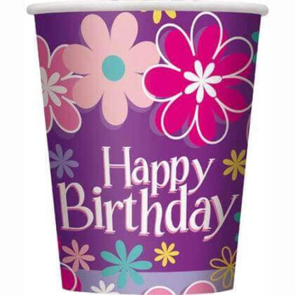 9oz Blossom Birthday Party Cups, 8ct