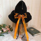 Cntqiang Lolita Halloween Witch Hat with Big Bowknot for Women Foldable Pointed Cap Costum for Christmas Cosplay Party(Orange)