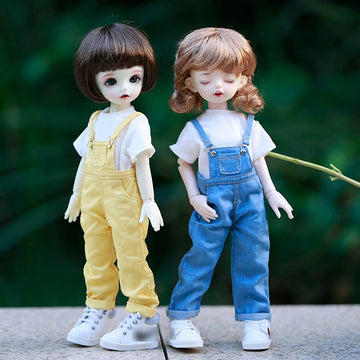 XiDonDon Blyth BJD Clothes 30cm 1/6 BJD SD YOSD Doll Clothes Fashion Denim Overalls Pants and Short Sleeve T-Shirt Set Doll Accessories (Blue)