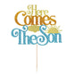 Glitter Here Comes The Son Baby Shower Cake Topper