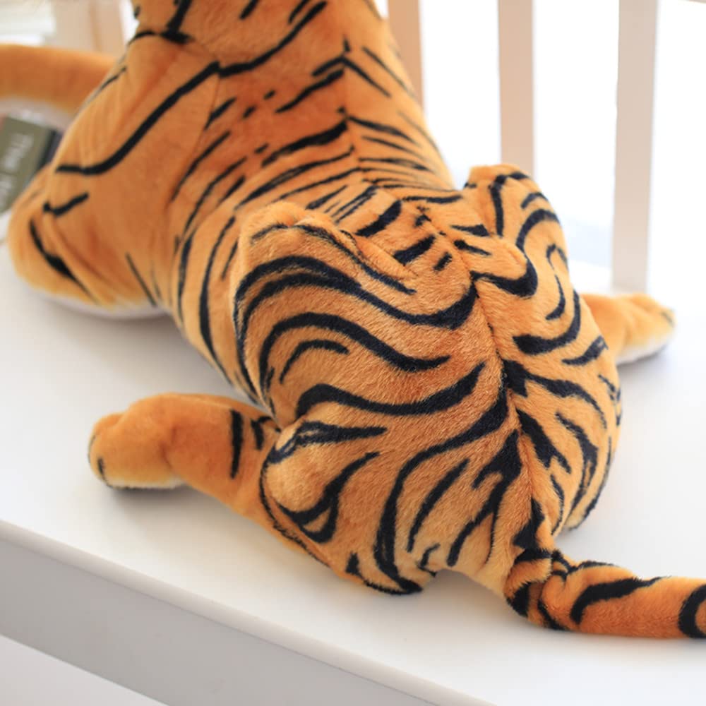 TONGMAN TONGMANSimulated Tiger Plush Toy - 23.6 inches (Including Tail Measurement) Cute Giant Tiger Plush Toy Tiger Plush Pillow Huggable Reptile