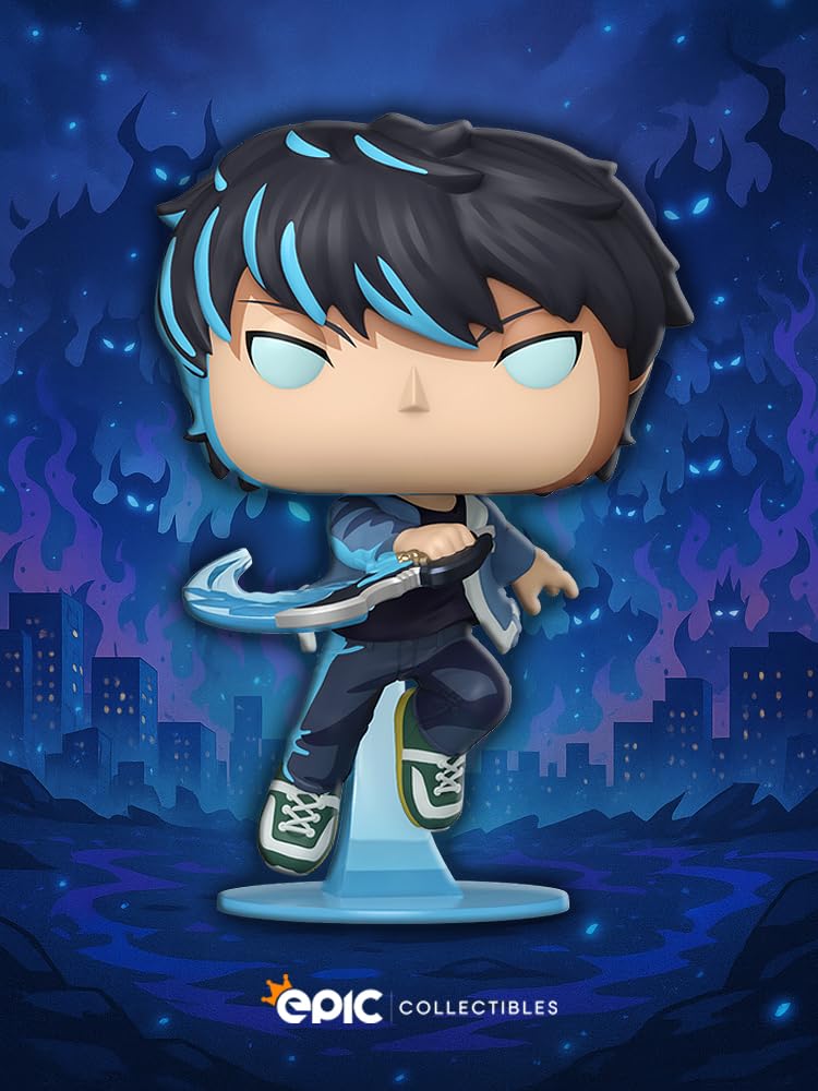 Epic Collectibles Pop Anime: Solo Leveling - Sung Jinwoo Glows in the Dark (Chase Variant) Vinyl Figure Bundled with Box Protector Compatible for