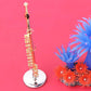 Mini Gold Flute Musical Instrument Model Miniature Decoration Replica Band Music Player Statue for Dollhouse DIY Craft Gift Box