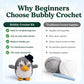Bubbly Crochet Mr. Tux the Penguin Crochet Kit for Beginners - DIY Penguin Plush with Customizable Eyes & Hat, Step-by-Step Video Tutorials