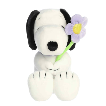 Aurora Adorable Peanuts Snoopy Stuffed Animal - Officially Licensed Toys For All Snoopy Fans - Seasonal Plush For The Spring Season - Purple Flower 9