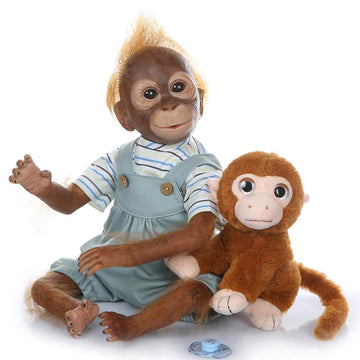 ZIYIUI 21 Inch Newborn Realistic Baby Doll Silicone Vinyl Reborn Monkey Dolls with Weighted Body Lifelike Flexible Collectible Art Doll That Look Real