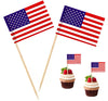 100 Pcs USA American Flag US Toothpick Flags, Cocktail Picks Mini Stick Cupcake Toppers Country Picks Party Decoration Celebration Cocktail Food Bar
