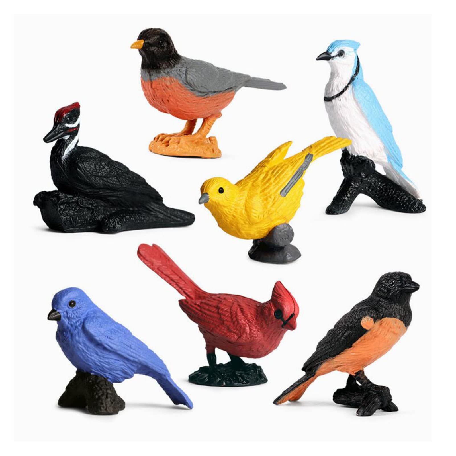 10 Pcs Realistic Bird Animals Figurines Model, Miniature Birds Figure Cake Cupcake Topper, Parakeet, Quetzal, Macaw, Hummingbird, Toucan, Cockatoo
