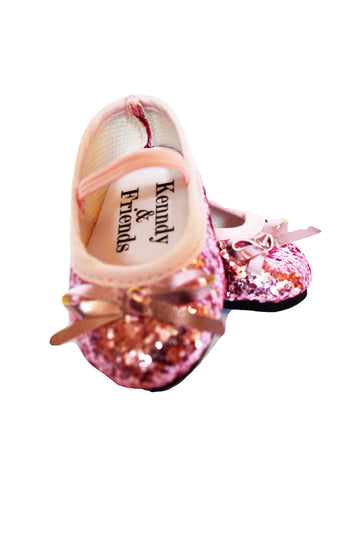 MBD Pink Sparkle Ballet Flats Fits 18 Inch Girl Dolls