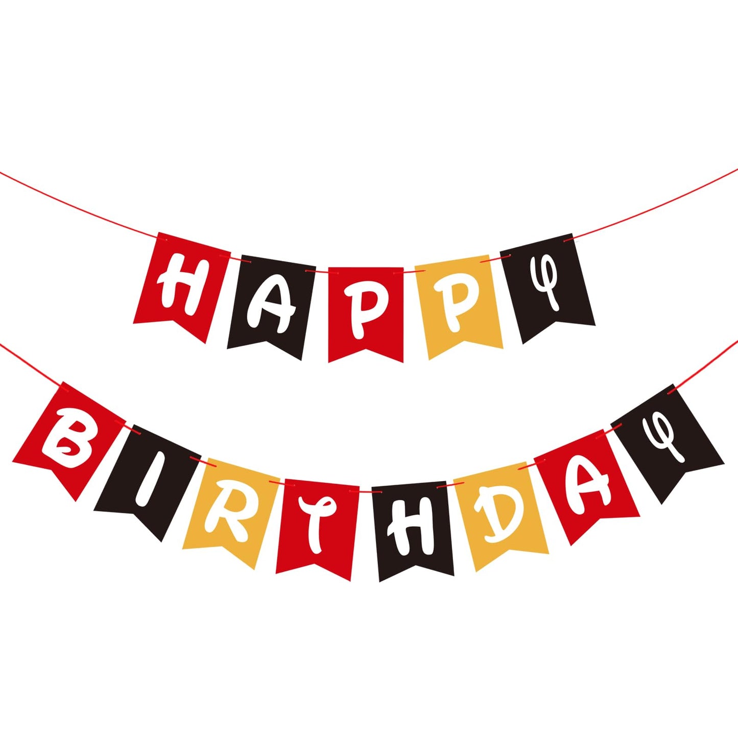Happy Birthday Banner Red Black and Yellow Birthdays Sign for Boy Girls Birthday Party Decorations