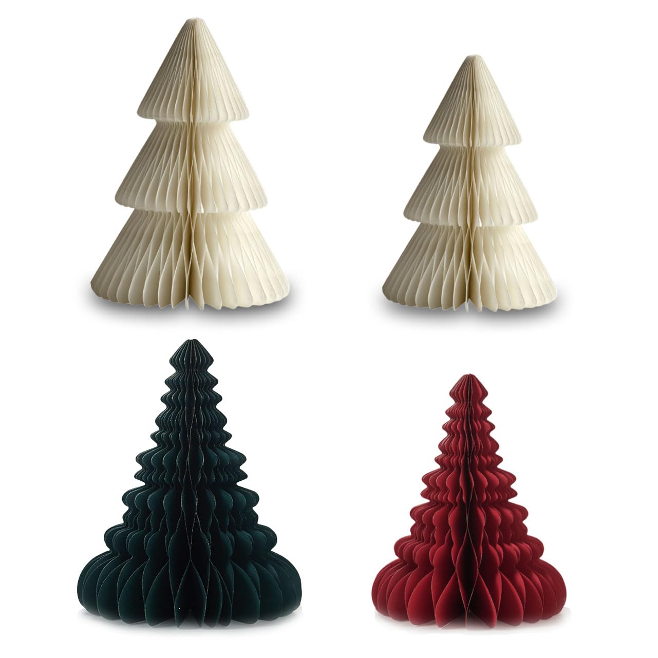 4pcs Christmas Decorations Folding Christmas Honeycomb Paper Tree 3D Xmas Trees Table Centerpiece Christmas Tree Honeycomb Decorations for New Years