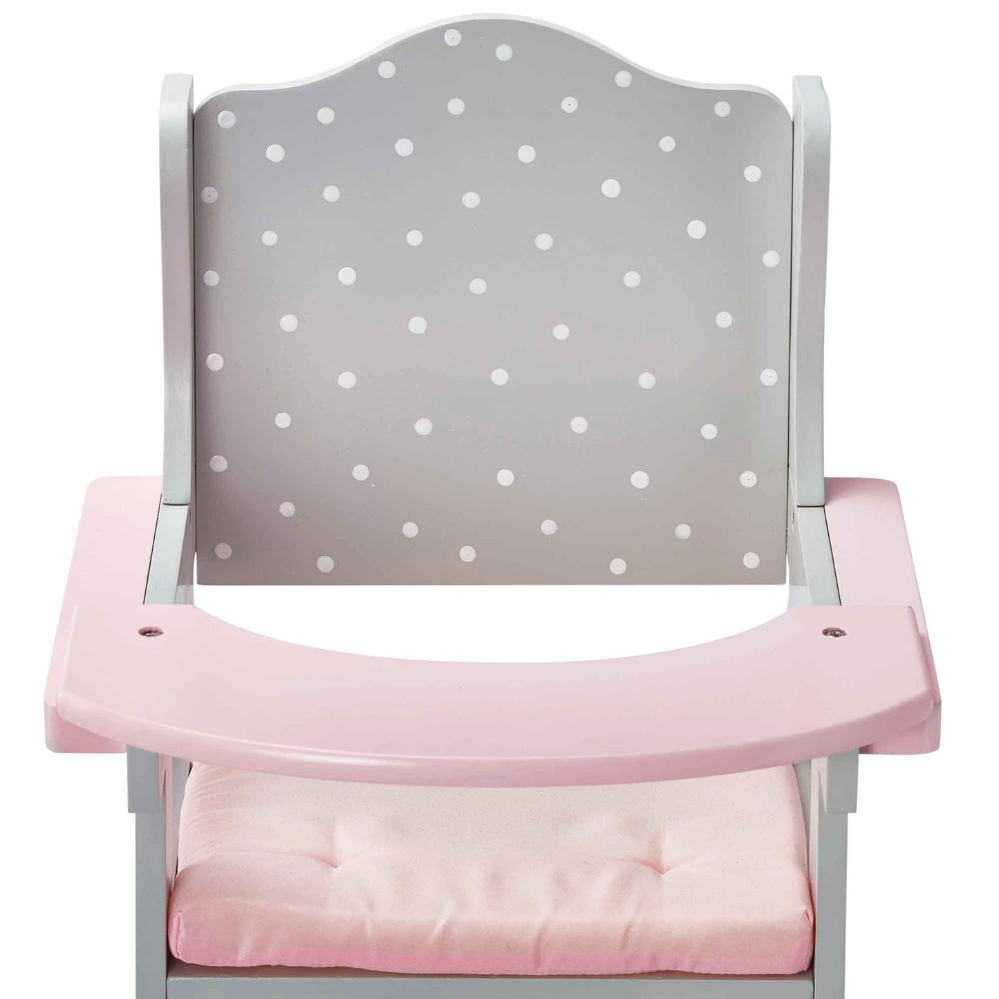Olivia's Little World Doll High Chair for Baby Dolls, Wooden Doll Play Furniture with Pastel Polka Dot Princess Print & Fabric Seat for 16" to 18"