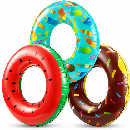 Kids Inflatable Pool Floats (3-Pack) Swim Rings for Pool & Beach Fun
