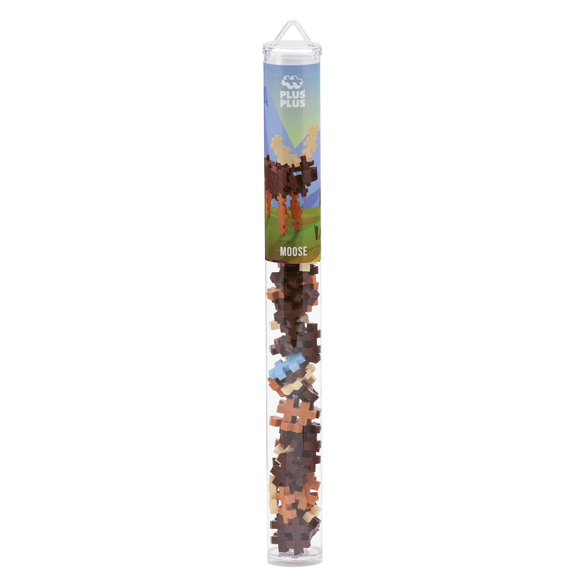 PLUS PLUS Moose - 3D Animal Figurine Building Block Set Tube, Mini Interlocking Puzzle Pieces, Fun Stem Toys for Kids