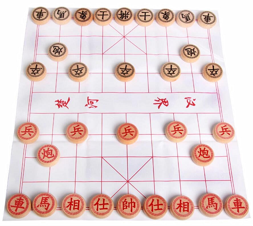 EatingBiting Beechwood Chinese Chess Set Xiangqi Games Sets with Chessboard + Hard Paper Box Chess Board Size: 40x35cm Chess Size 1.38 inch 中国象棋