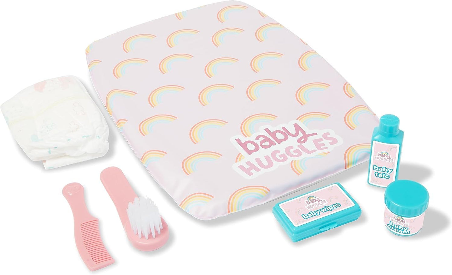Casdon Baby Huggles Changing Mat Set. Dolls Changing Mat for Children Aged 3+. Includes Reusable Nappy, Brush, Pretend Talc and More