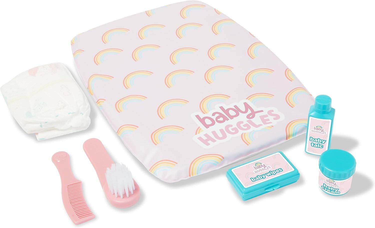Casdon Baby Huggles Changing Mat Set. Dolls Changing Mat for Children Aged 3+. Includes Reusable Nappy, Brush, Pretend Talc and More