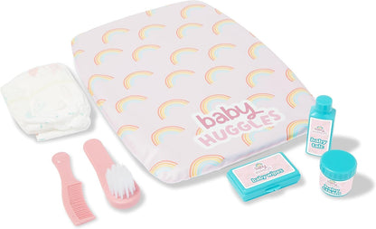 Casdon Baby Huggles Changing Mat Set. Dolls Changing Mat for Children Aged 3+. Includes Reusable Nappy, Brush, Pretend Talc and More