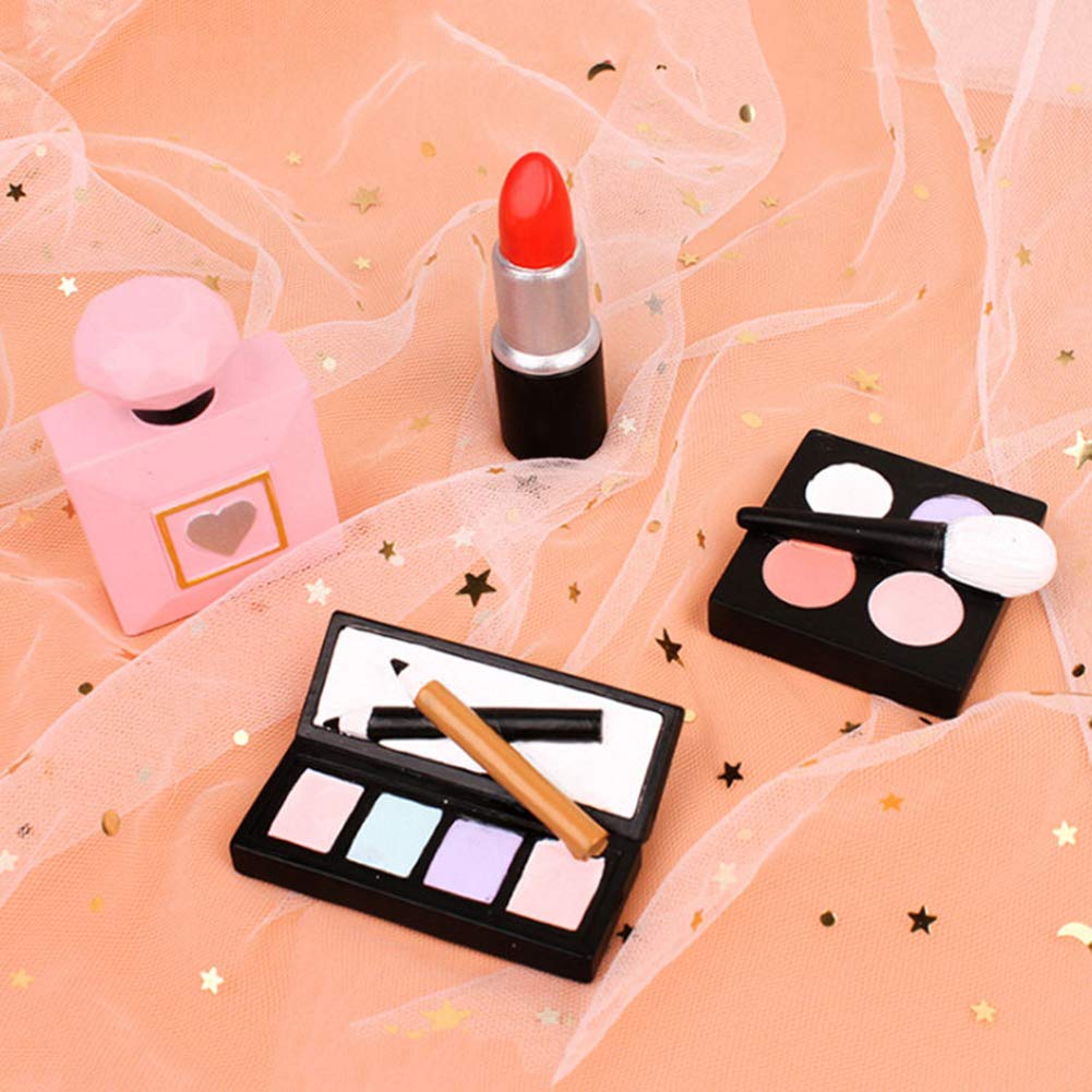 MEMOVAN Makeup Cake Topper 4 Pack, Resin Cosmetics Lipstick Perfume Bottle Eye Shadow Blush Make up Cake Decorations for Bridal Shower Bachelorette