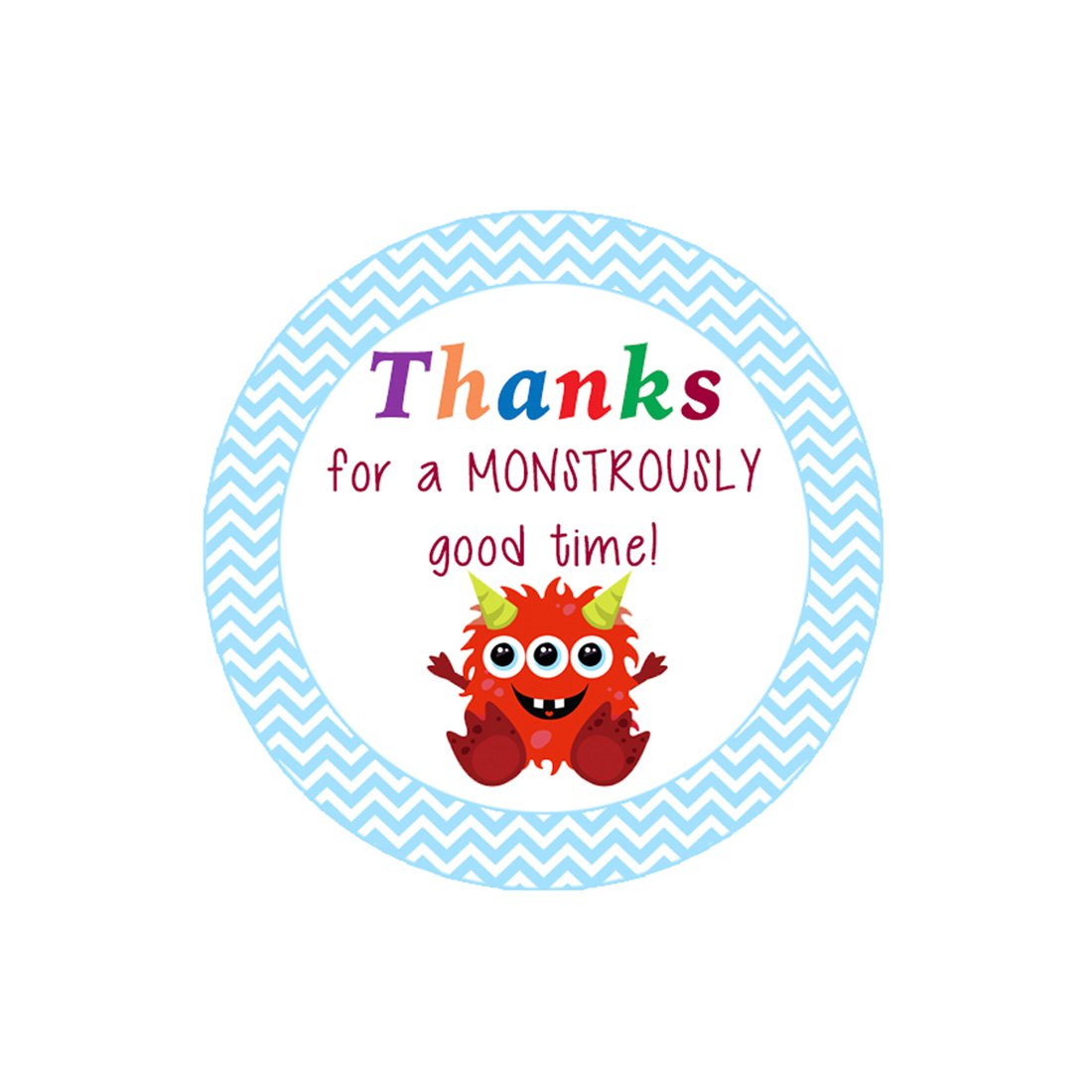 40 Stickers Monster Thank You Party Favor Kids Birthday Gift Label