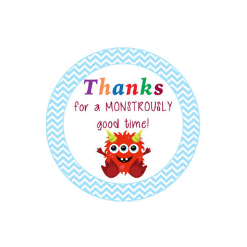 40 Stickers Monster Thank You Party Favor Kids Birthday Gift Label