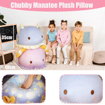 ELAINREN Big Pink Manatee Plush Soft Pillow Fluffy Sea Cow Stuffed Ocean Toy Cuddly Manatee Shape Plushie Cushion/15.7''x 13.8''