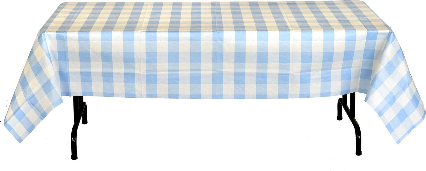 Havercamp Light Blue and White Plaid Table Cover | 54" x 108" | Classic Plaid Collection | Great for Picnic, Barbecue, Cookout, Lumberjack Theme
