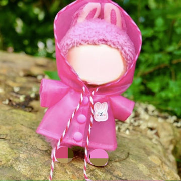 Clothes for Labubu Hooded Raincoat - Waterproof Fabric,Stylish Design with Hood,Perfect for Rainy Days,Fits 17cm Dolls(No Doll) (Pink)