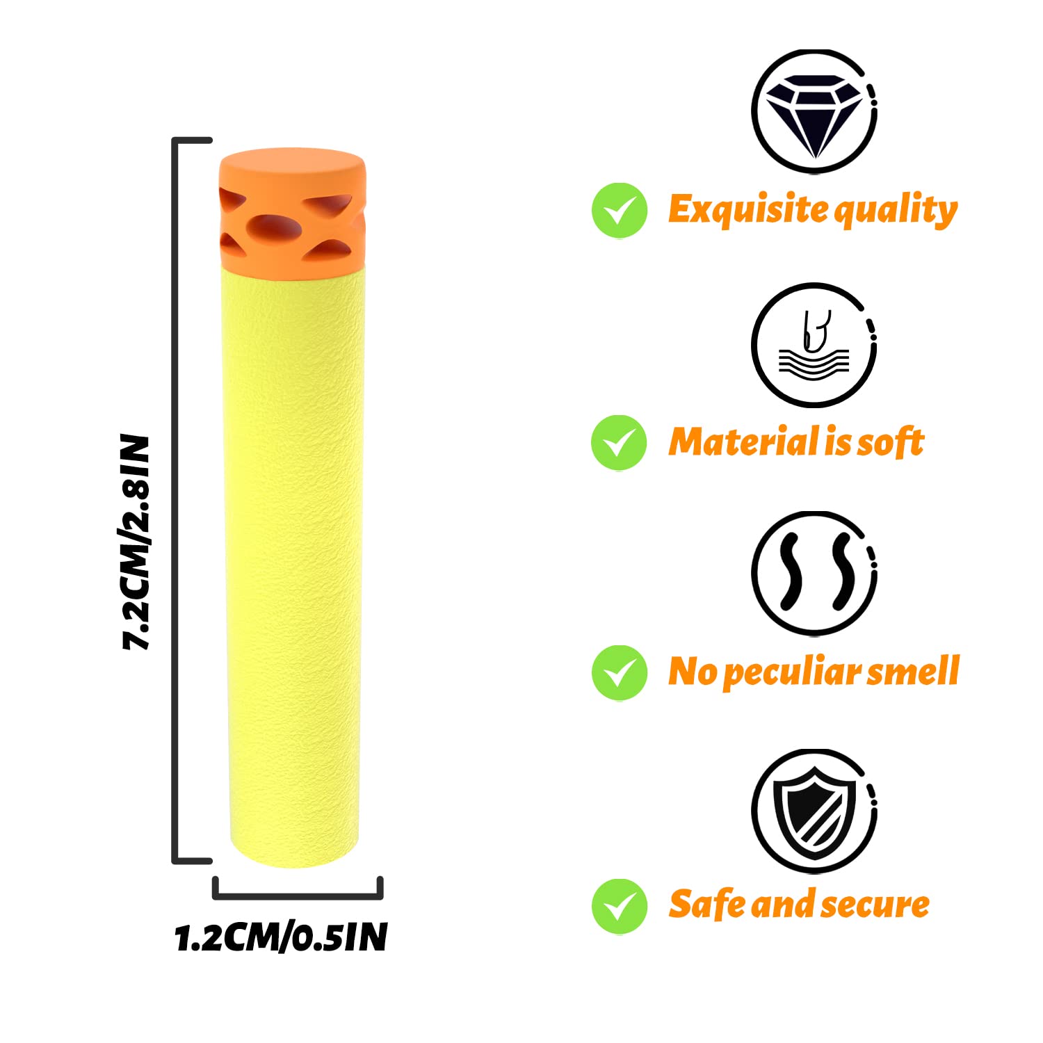 EKIND 100 Pcs Waffles Darts Refill Pack Foam Bullet Compatible for NERF N-Strike Series Blaster (Yellow)