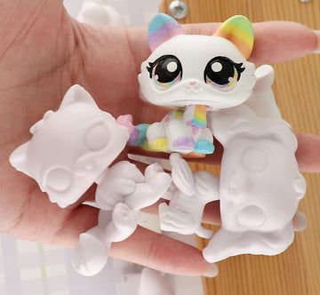 23pcs/Lot White Base for Pet Shop Cat Dog Fox Timber Wolf Sitting Cat Persian Cat Collie Deer Great Dane Cocker Spaniel Dachshund Custom DIY Paint