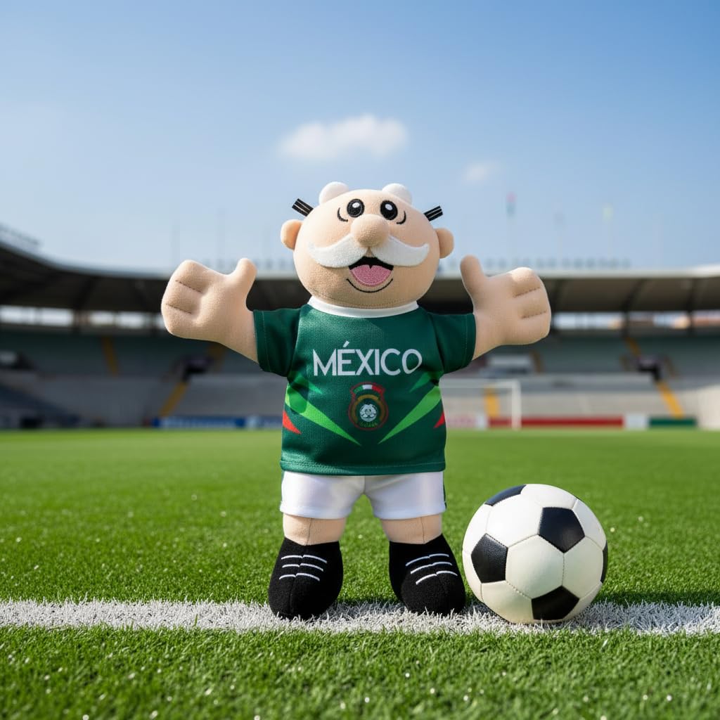 Dr. Simi Mexican Soccer Team Plush Toy - Soccer Fan Collectible Stuffed Plushie, Soft Plush Toy, Sports-Themed Gift for Fans & Collectors