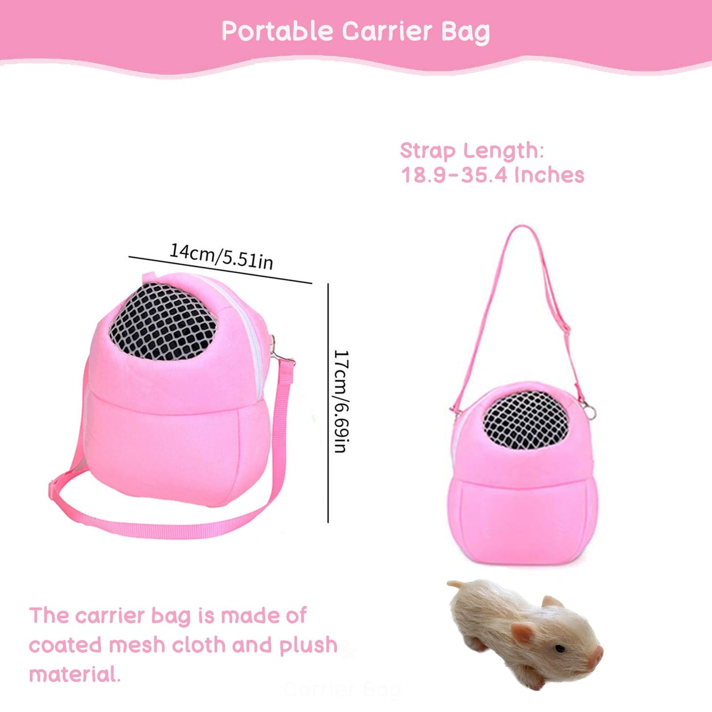 VOLOBE Silicone Piglet with Pink Portable Carrier Bag, 5 Inches Realistic Piglet with Sleeping Pad Accessories for Kids Boy Girl Christmas Birthday