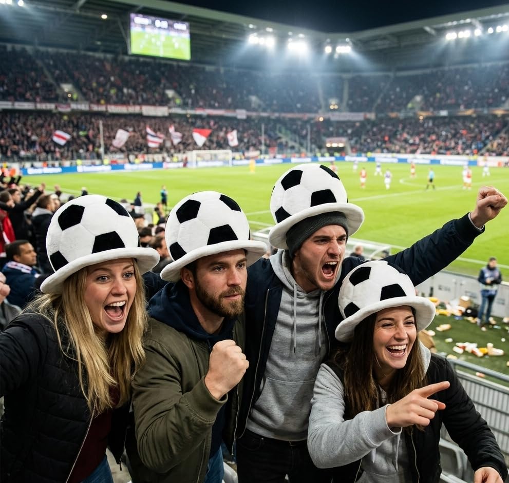 Soccer Ball Shaped Costume Hat Unisex, Black White Football Hat, Sports Game Day Fan Party Headwear for Carnival, Halloween, Sports Match & Cosplay