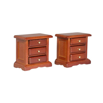 Wooden Dollhouse Night Stands | Set of 2 | Bedside Tables | Dolls House Furniture | 1/12 Scale (Medium)