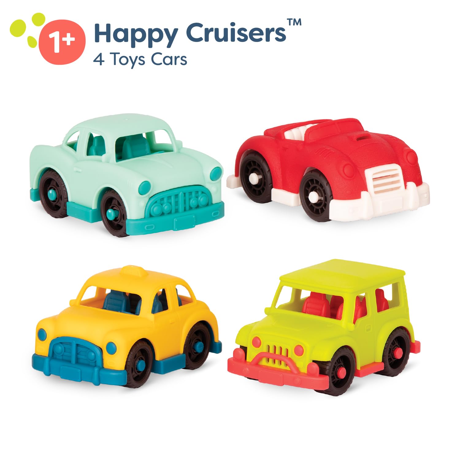B. toys Toy Cars, Happy Cruisers 4 Mini Vehicles for Toddler Play
